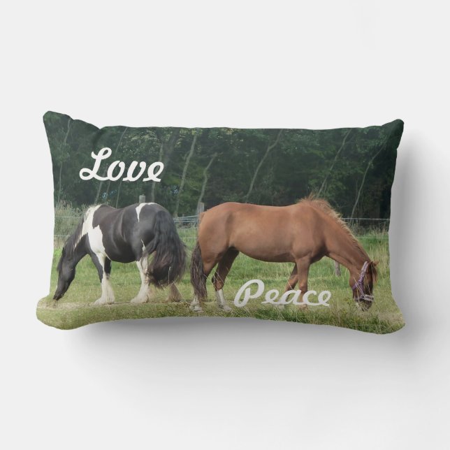 Brown and black horse side by side lumbar pillow (Front)