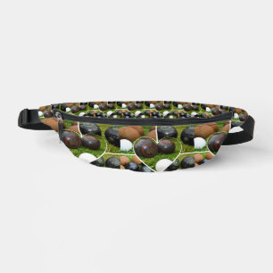 Brown And Black Lawn Bowls Photo Collarge, Fanny Pack