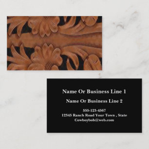 Brown And Black Leather Print Business Cards