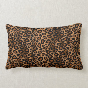 Brown and Black Leopard Animal Print Pattern Lumbar Pillow