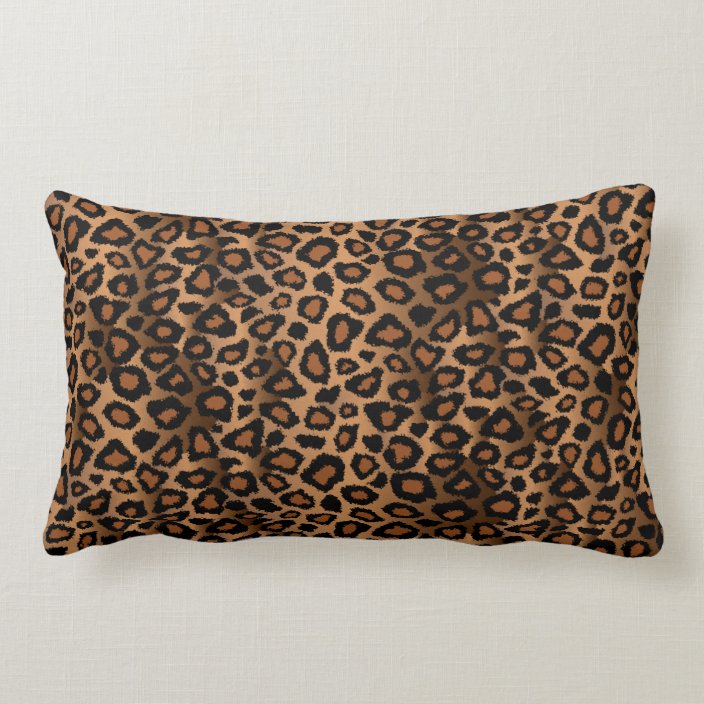 Brown and Black Leopard Animal Print Pattern Lumbar Pillow