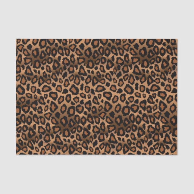 Brown and Black Leopard Animal Print Tissue Paper (Front)