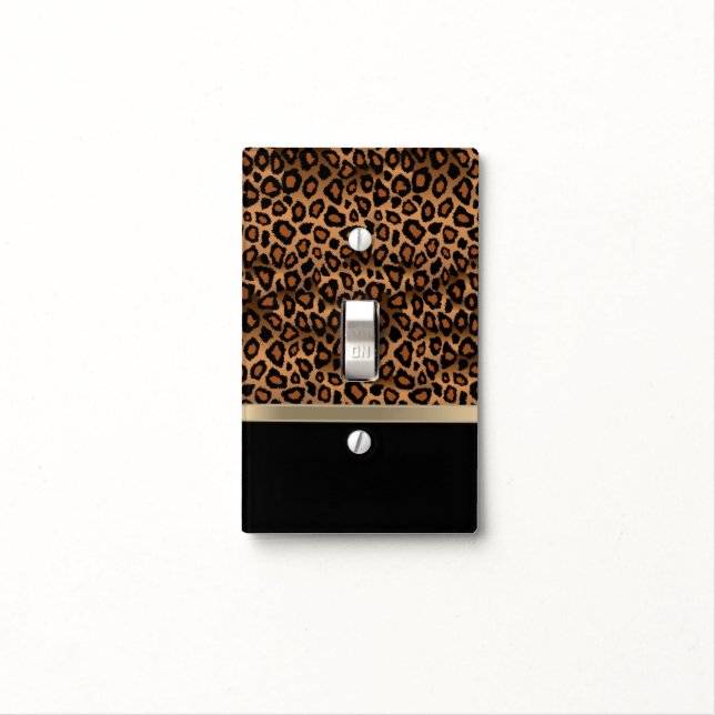 Brown and Black Leopard Light Switch Cover (In Situ)