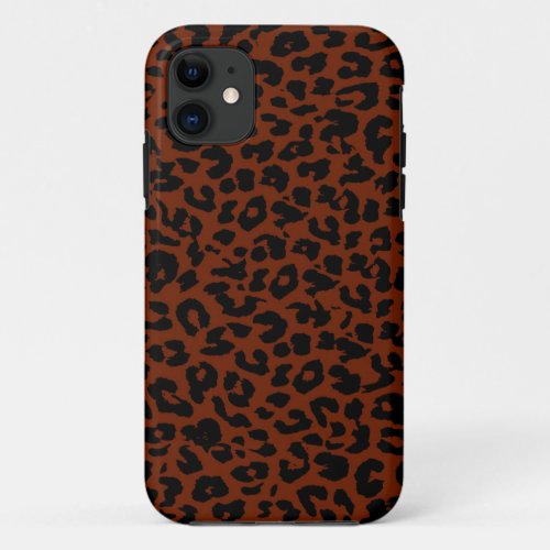 Brown and Black Leopard Print Skin Fur iPhone 11 Case