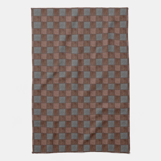 Brown and Black Lg Plaid Check Towel (Vertical)