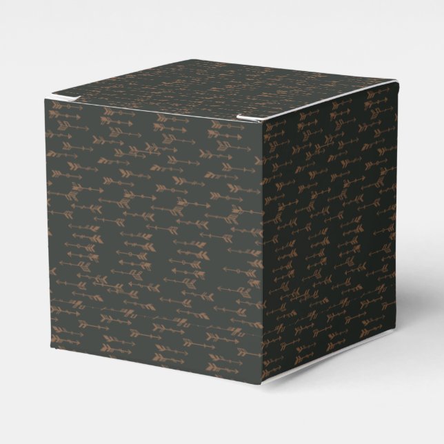 Brown and black minimalist boho arrow pattern favor boxes (Front Side)