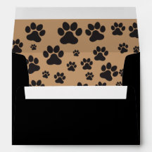 Brown and black paw print invitation envelope