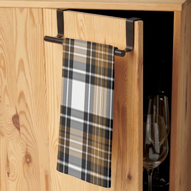 Brown And Black Plaid Kitchen Towel (Thirds Fold)
