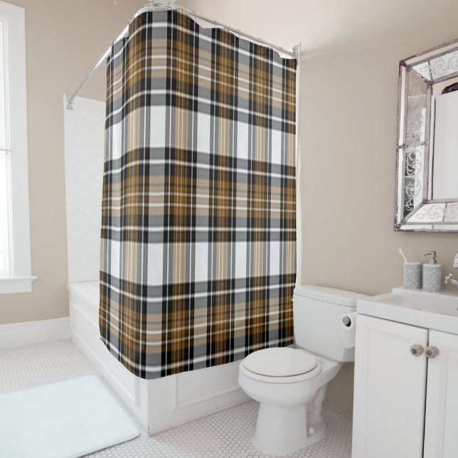 Brown And Black Plaid Shower Curtain (In Situ)