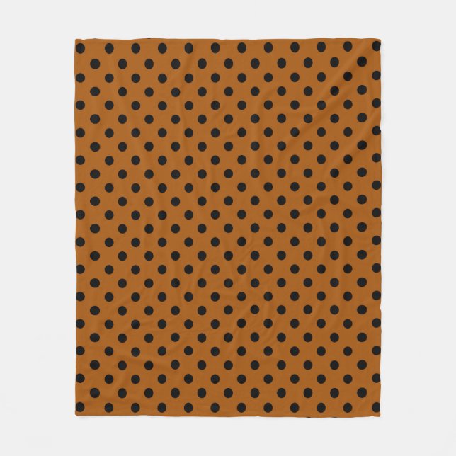 Brown and Black Polka Dots Fleece Blanket (Front)