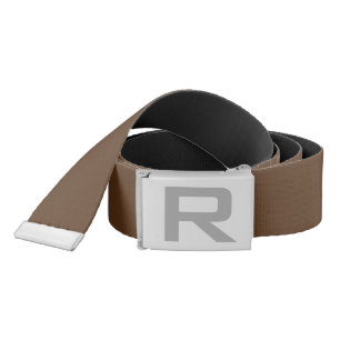 Brown and black reversible belt with name initial