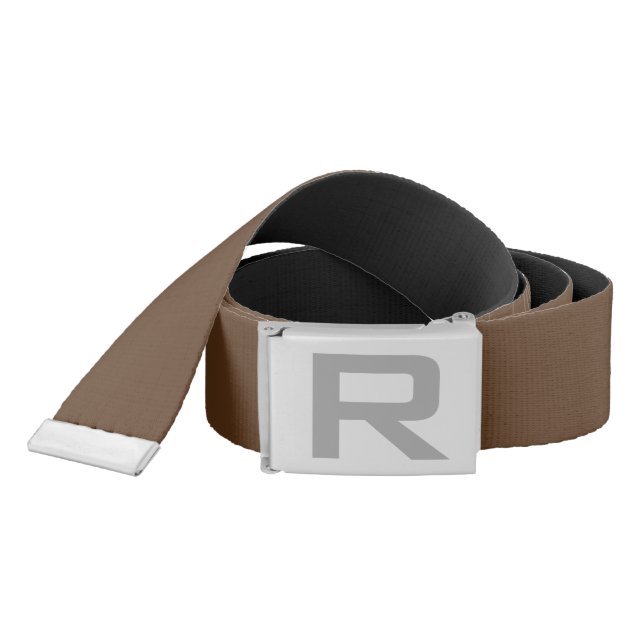 Brown and black reversible belt with name initial  (Snake)