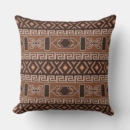 Brown And Black Southwest Tribal Aztec Pattern Throw Pillow