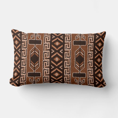 Brown And Black Southwestern Tribal Aztec Pattern Lumbar Pillow