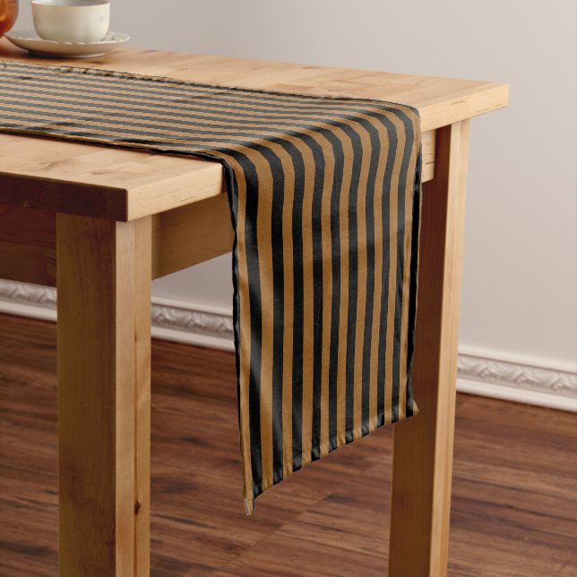 Brown and Black  striped Medium Table Runner (In Situ)
