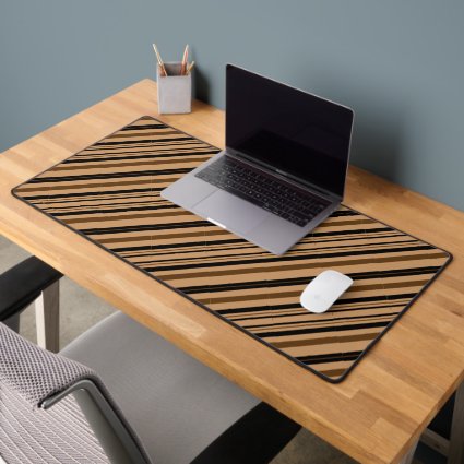 Brown and Black Stripes Abstract Pattern Desk Mat