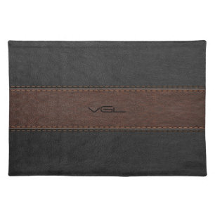 Brown And Black Stripes Leather Texture Placemat