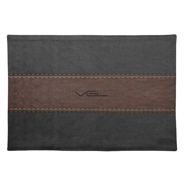 Brown And Black Stripes Leather Texture Placemat (Front)