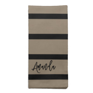 Brown and black stripes pattern personalized cloth napkin