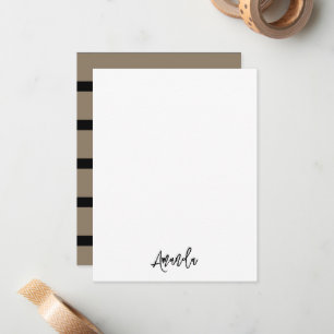 Brown and black stripes pattern personalized note card
