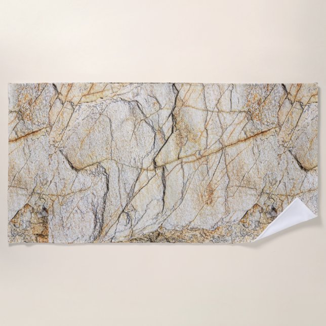 Brown and Black Textured Mable Stone  Beach Towel (Front)