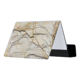 Brown and Black Textured Mable Stone Desk Business Card Holder