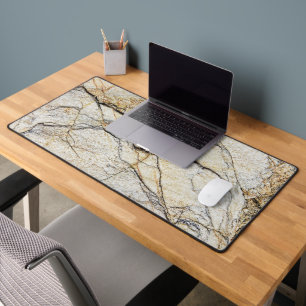 Brown and Black Textured Mable Stone Desk Mat