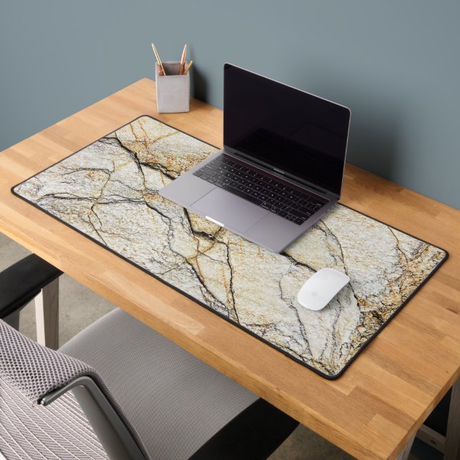 Brown and Black Textured Mable Stone  Desk Mat (Office 2)