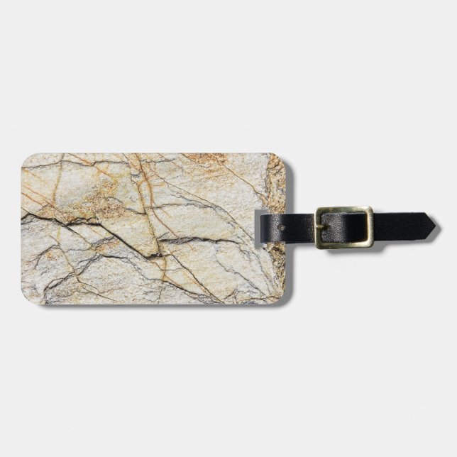 Brown and Black Textured Mable Stone  Luggage Tag (Front Horizontal)