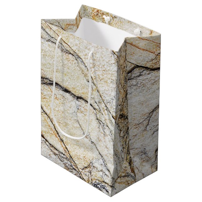 Brown and Black Textured Mable Stone  Medium Gift Bag (Front Angled)