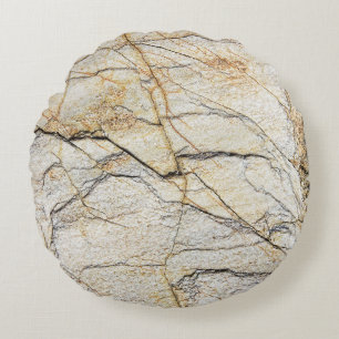 Brown and Black Textured Mable Stone  Round Pillow