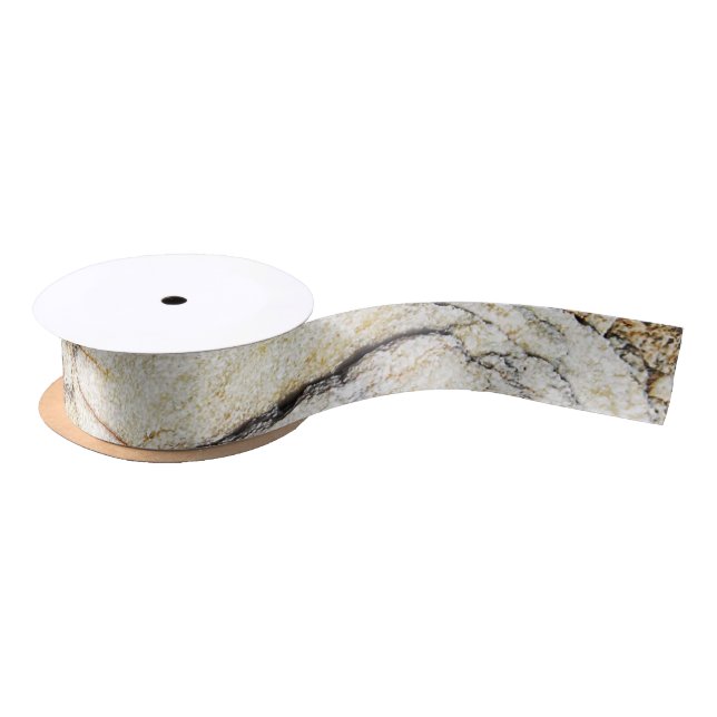 Brown and Black Textured Mable Stone  Satin Ribbon (Spool)