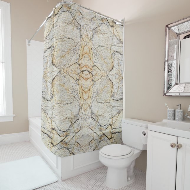 Brown and Black Textured Mable Stone  Shower Curtain (In Situ)