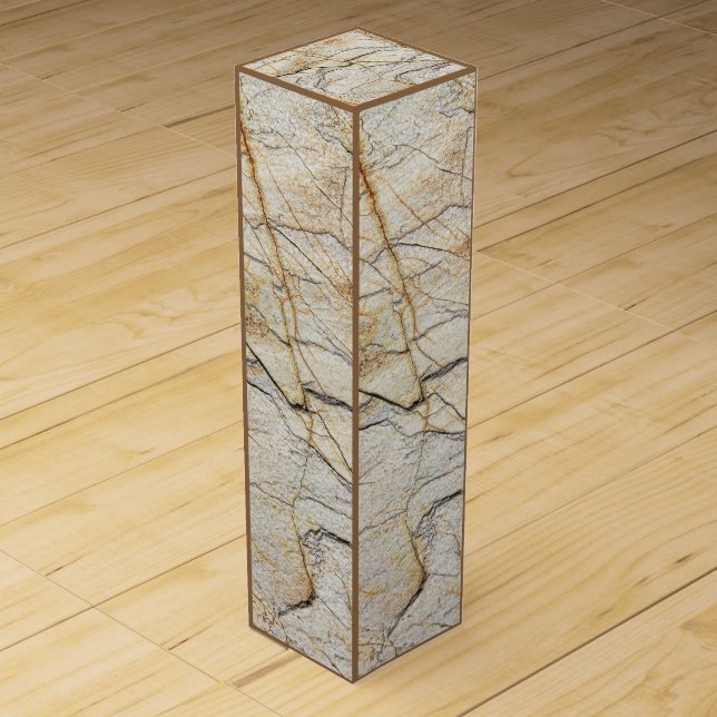 Brown and Black Textured Mable Stone  Wine Box (Front)