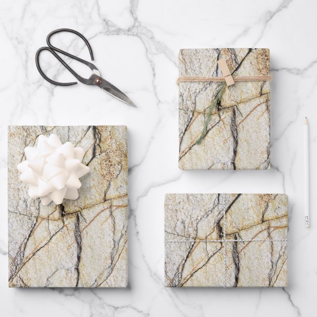 Brown and Black Textured Mable Stone  Wrapping Paper Sheets (Front)