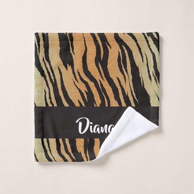 Brown and black tiger print wash cloth (Wash Cloth)
