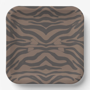 Brown and black tiger stripes paper plates