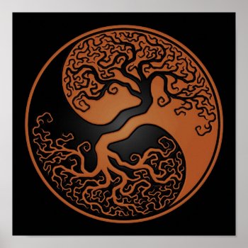 Brown And Black Tree Of Life Yin Yang Poster by UniqueYinYangs at Zazzle