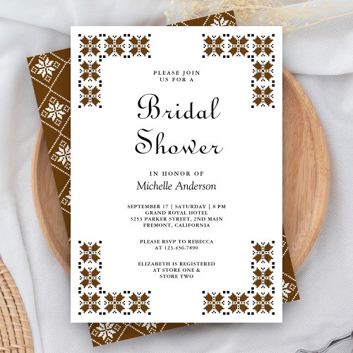 Brown and Black Ukrainian Embroidery Bridal Shower