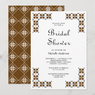 Brown and Black Ukrainian Embroidery Bridal Shower Invitation