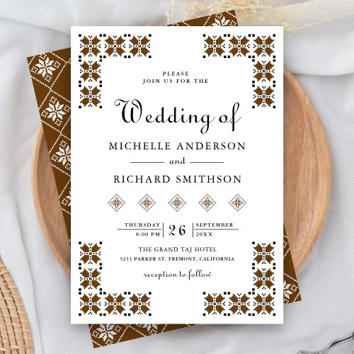 Brown and Black Ukrainian Embroidery Wedding