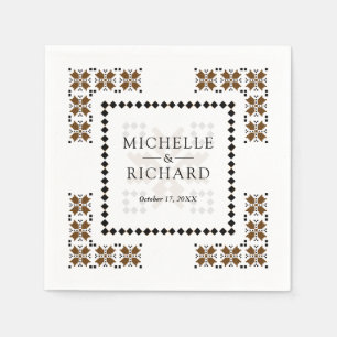 Brown and Black Ukrainian Embroidery Wedding Napkins