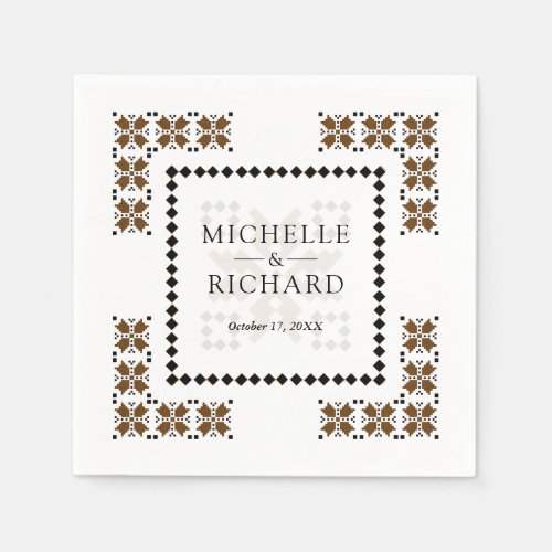 Brown and Black Ukrainian Embroidery Wedding