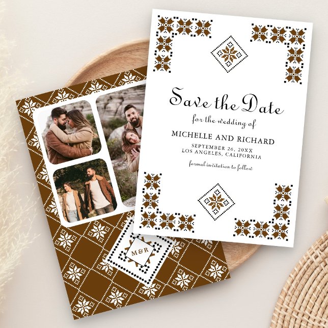 Brown and Black Ukrainian Embroidery Wedding Save The Date (Creator Uploaded)