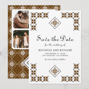Brown and Black Ukrainian Embroidery Wedding Save The Date