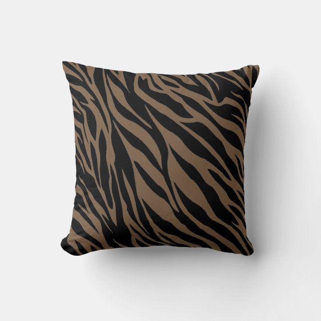 Brown and black zebra print  throw pillow (Front)