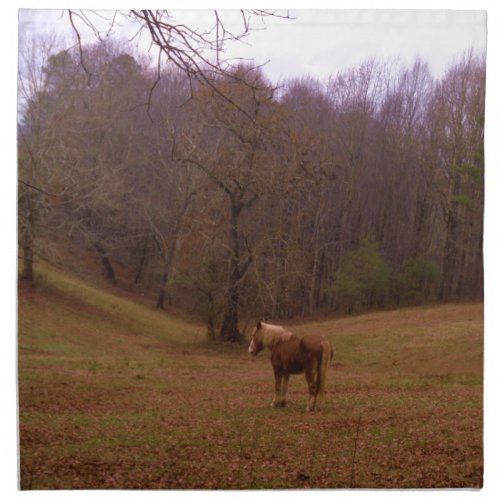 Brown and Blond Horse in a field Cloth Napkin