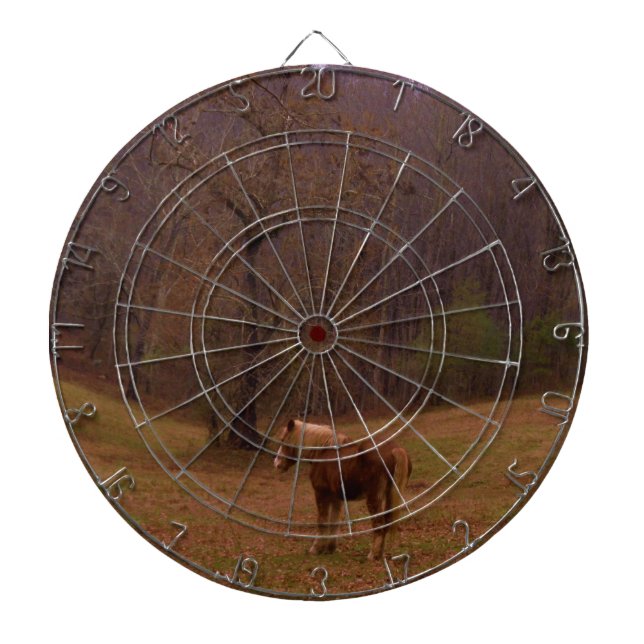 Brown and Blond Horse in a field Dart Board (Front)