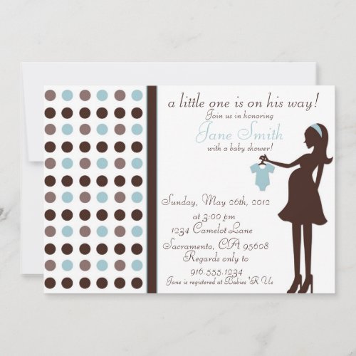 Brown and Blue Baby Boy Shower Invitation