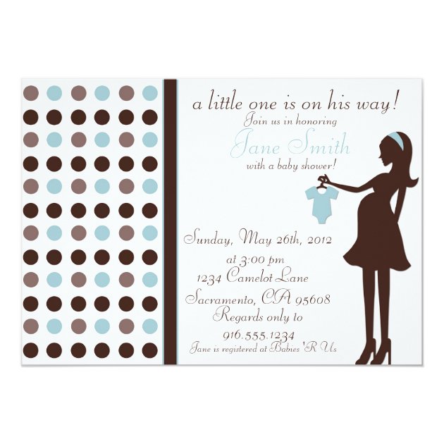 Brown And Blue Baby Boy Shower Invitation